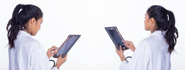 A split image showing a person consulting a doctor on one side and the same person confidently managing their HSA account on a tablet on the other side.
