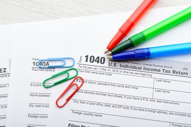 A close-up shot of a US tax form highlighting the section for the Child Tax Credit, with a pen resting on the form.