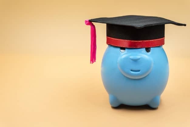 A close-up illustration of a piggy bank wearing a graduation cap, symbolizing saving for retirement.