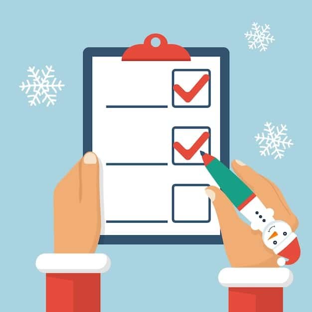 A hand pointing to a checklist on a clipboard with boxes checked off, symbolizing the completion of application steps.