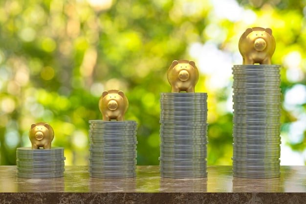 A close-up graph displaying an upward trend (growth) with coins stacked beside it, representing the growth of retirement savings in a 401(k) account.
